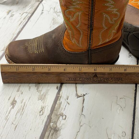 ARIAT BOYS' ROUGHSTOCK WESTERN BOOTS orange brown sz11.5 little girls age 4-7 - Picture 10 of 12